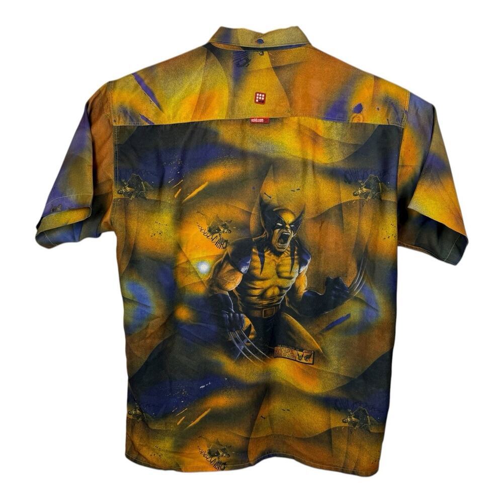 Ecko Unlimited Men’s XL Marvel X-Men Wolverine Button Down Shirt Yellow Blue